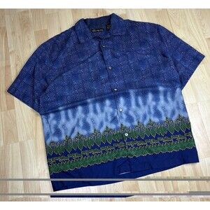 Vintage Y2K No Boundaries AOP Graphic Button Up Shirt / Short Sleeve / Large